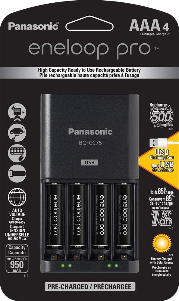 Panasonic KKJ75K3A4BA Advanced Battery Charger w/AAA Eneloop Pro High Capacity Rechargeable Batteries
