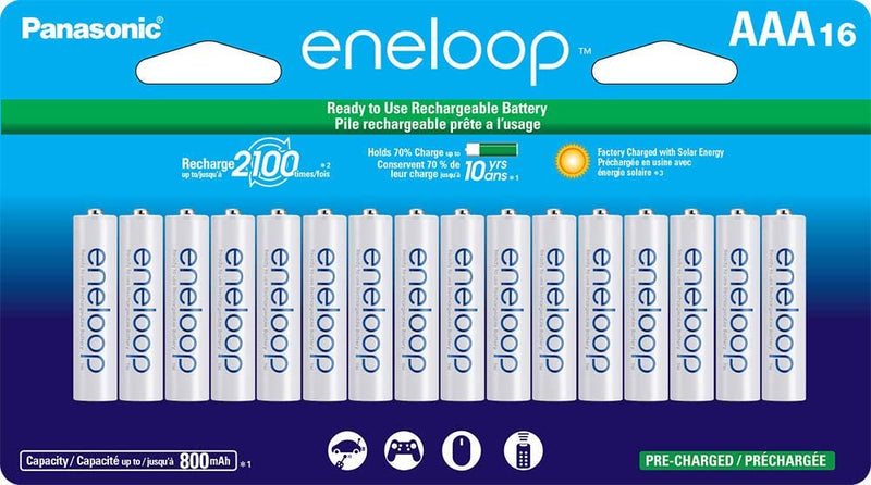Panasonic Eneloop BK4MCCA16FA AAA 2100 Cycle Ni-MH Pre-Charged Rechargeable Batteries