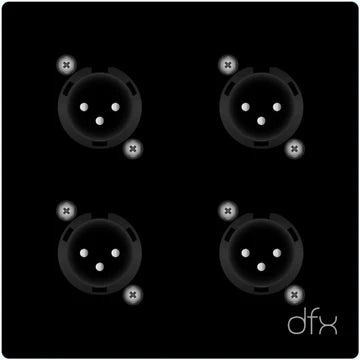 Digiflex DWP-4X4-BLACK-4FX NEMA 4x4 Anodized Panel w/4 NC3FD-LX-BAG Connectors (Black)