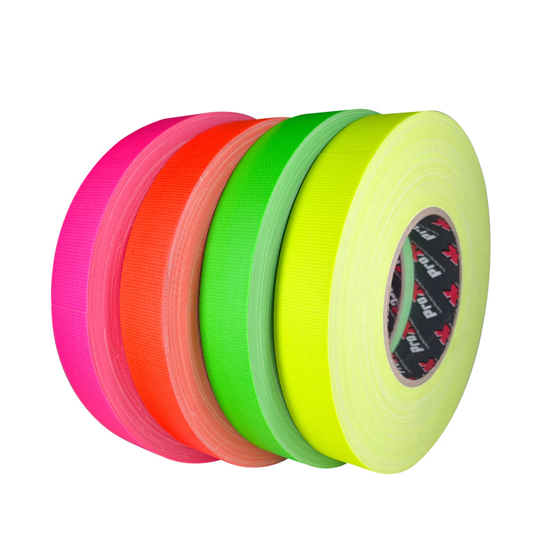 ProX XGF-160FLX4 1in Multi-Color Fluorescent Commercial Grade Gaffer Tape Pros Choice Non-Residue 180ft 4-Pack (Neon)