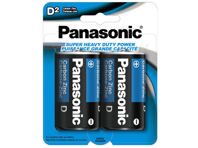 Panasonic UM1NPA2BCA Super Heavy Duty D Batteries - 2 Pack
