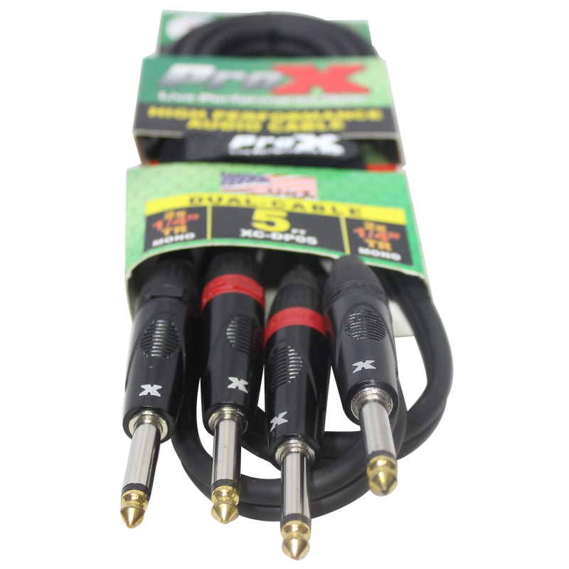 ProX XC-DP05 Unbalanced Dual 1/4" to Dual 1/4" High Performance Audio Cable - 5 Ft.