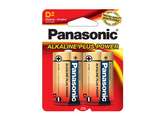 Panasonic AM1PA2B Alkaline Plus D Cell Batteries - 2 Pack