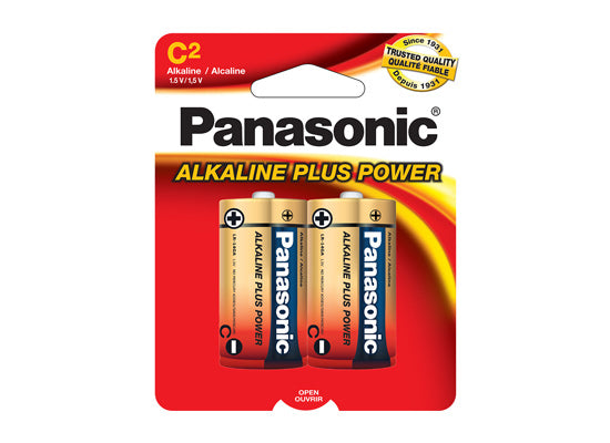 Panasonic AM2PA2B Alkaline Plus C Cell Batteries - 2 Pack