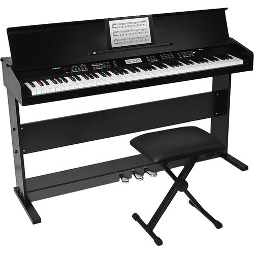 Alesis VIRTUE 88-Key Digital Piano w/ Wooden Stand & Bench - Black
