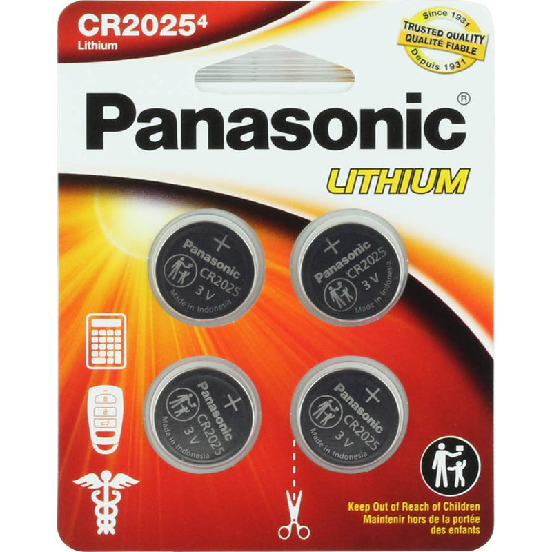Panasonic CR2025 3V Lithium Coin Cell Battery - 165mAh, 4-Pack