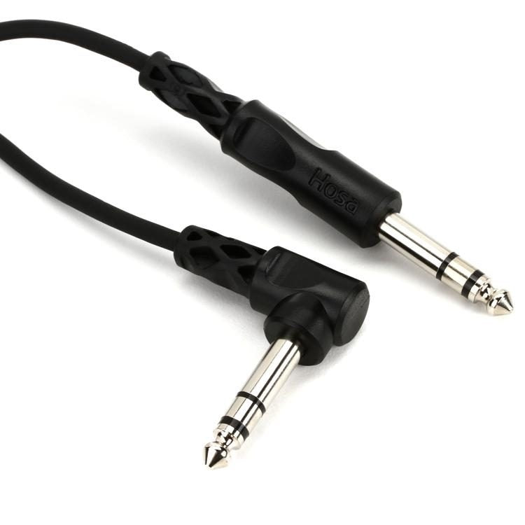 Hosa CSS-105R Balanced Interconnect Cable - 1/4" TRS to Right-Angle 1/4" TRS, 5' - Red One Music