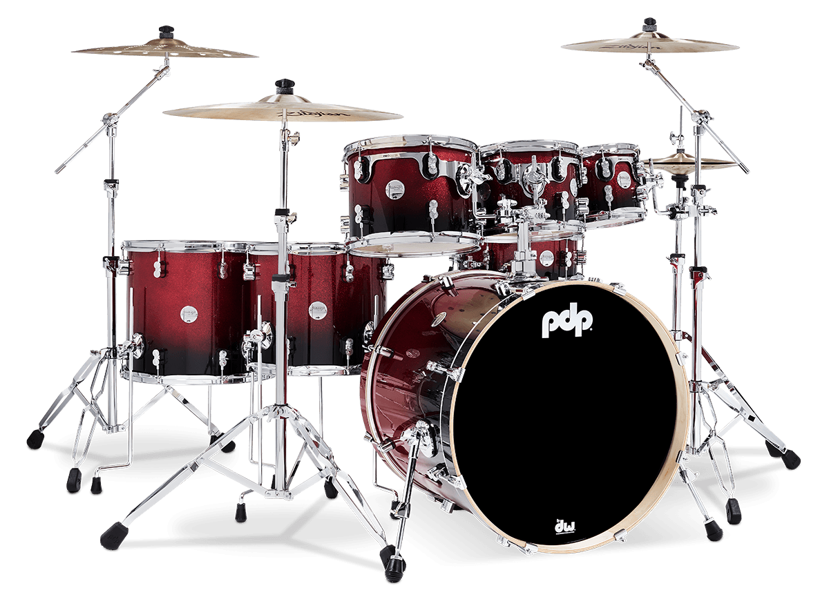 PDP PDCM2217RB Concept Maple 7-Piece Shell Pack Lacquer Finish - Red t