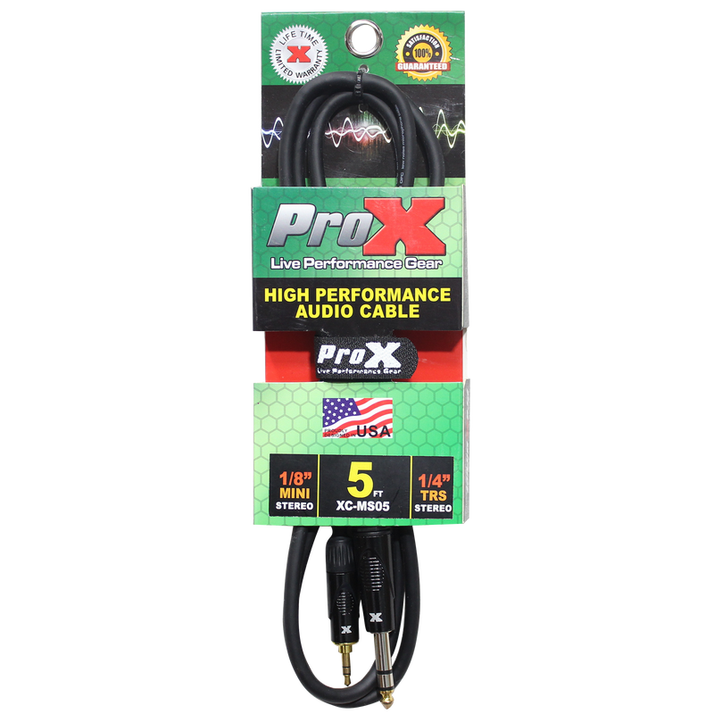 ProX XC-MS05 Balanced TRS-M Mini 1/8" to TRS-M High Performance Audio Cable - 5'