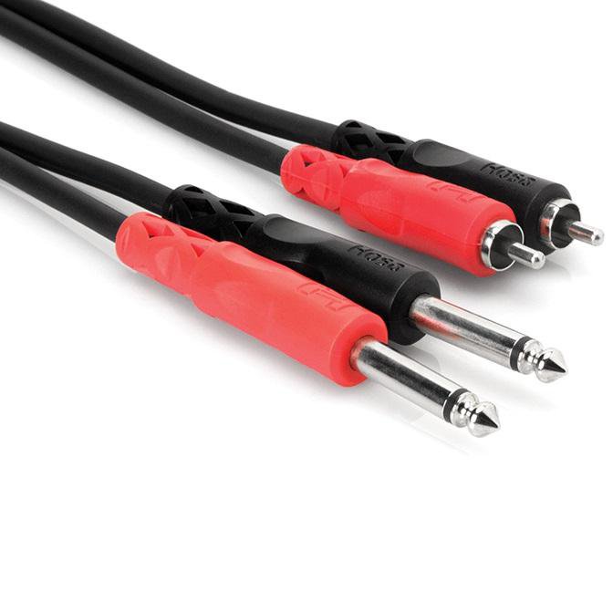Hosa Cpr-202 Two 14 Phone Male To Two Rca Male Unbalanced Cable Molded Plugs - 66 - Red One Music