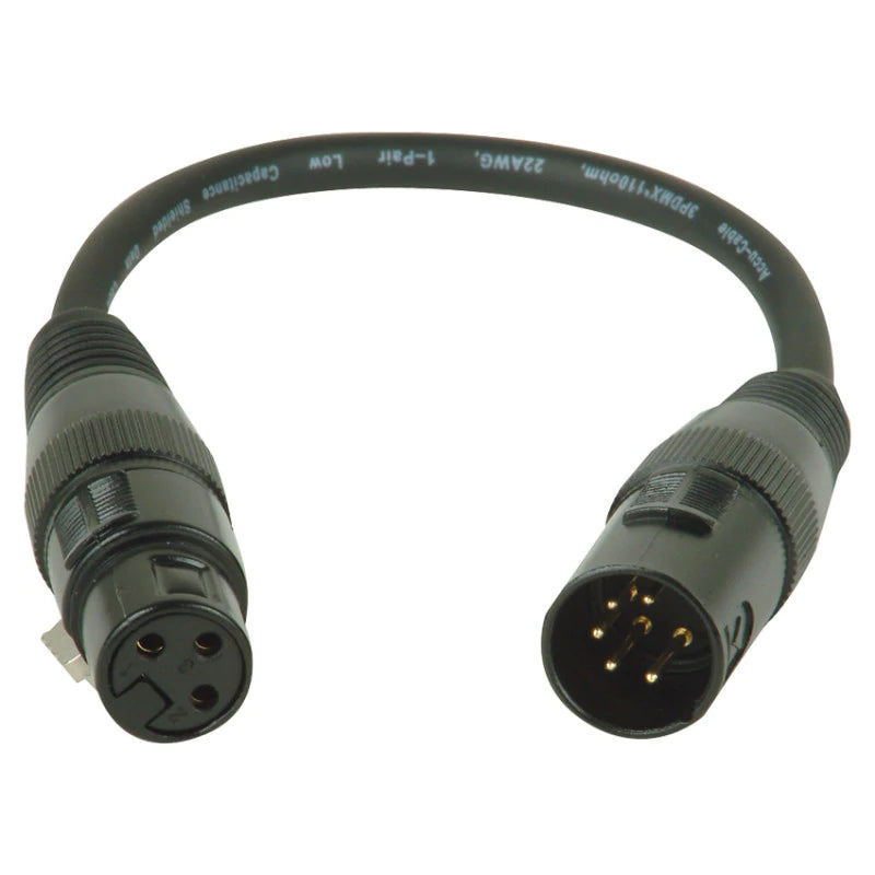 American DJ AC5PM3PFM Accu-Cable 5-Pin Male to 3-Pin XLR DMX Turnaround Cable