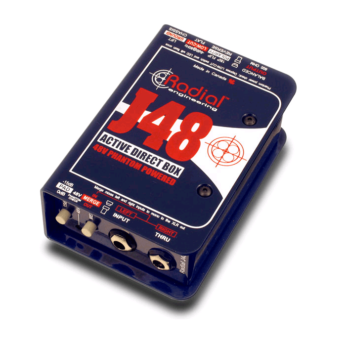 Radial J48 48V Phantom Powered Active Direct Box - Red One Music