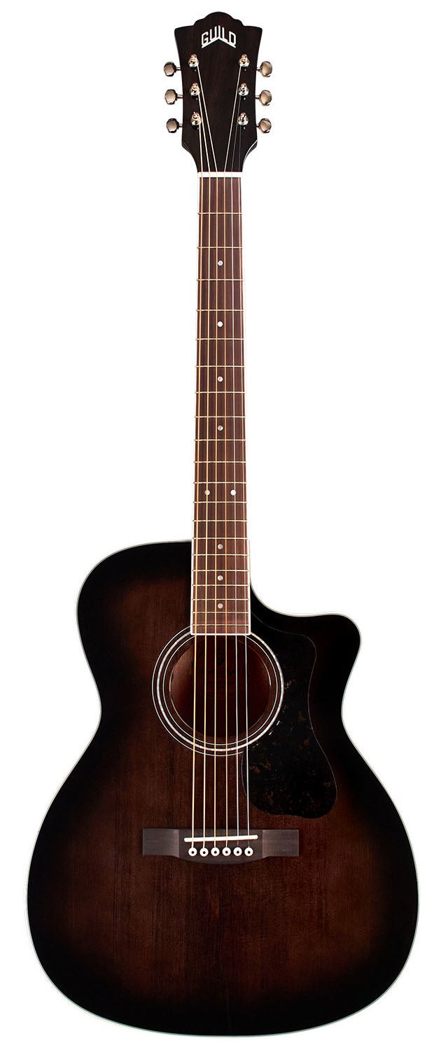 Guild OM-260CE Deluxe Flamed Mahogany Acoustic Guitar (Transparent Black Burst) LIMITED QUANTITY