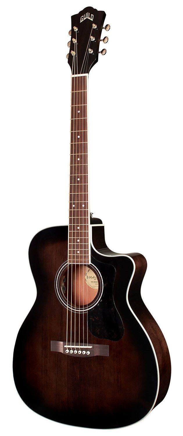 Guild OM-260CE Deluxe Flamed Mahogany Acoustic Guitar (Transparent Black Burst) LIMITED QUANTITY