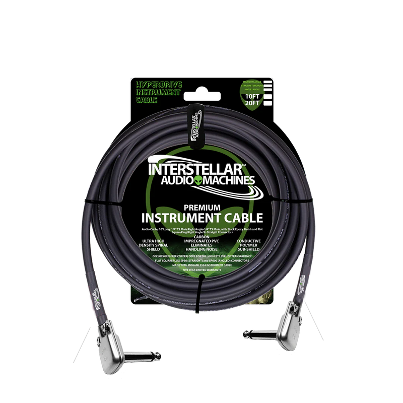 Interstellar Audio Machines HYPERDRIVE Angle/Angle Premium Instrument Cables (Space Black) - 10ft