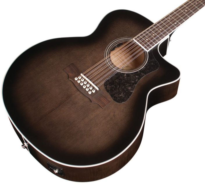 Guild F-2512CE Deluxe Archback 12 Strings Acoustic Guitar (Transparent Black Burst) LIMITED QUANTITY