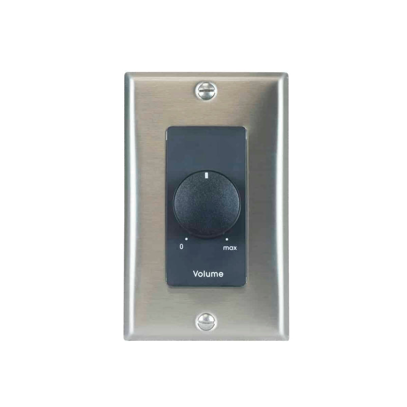 Lowell 100LVC-DSB Mono Volume Control Wall Plate (SS/Black) - 100W