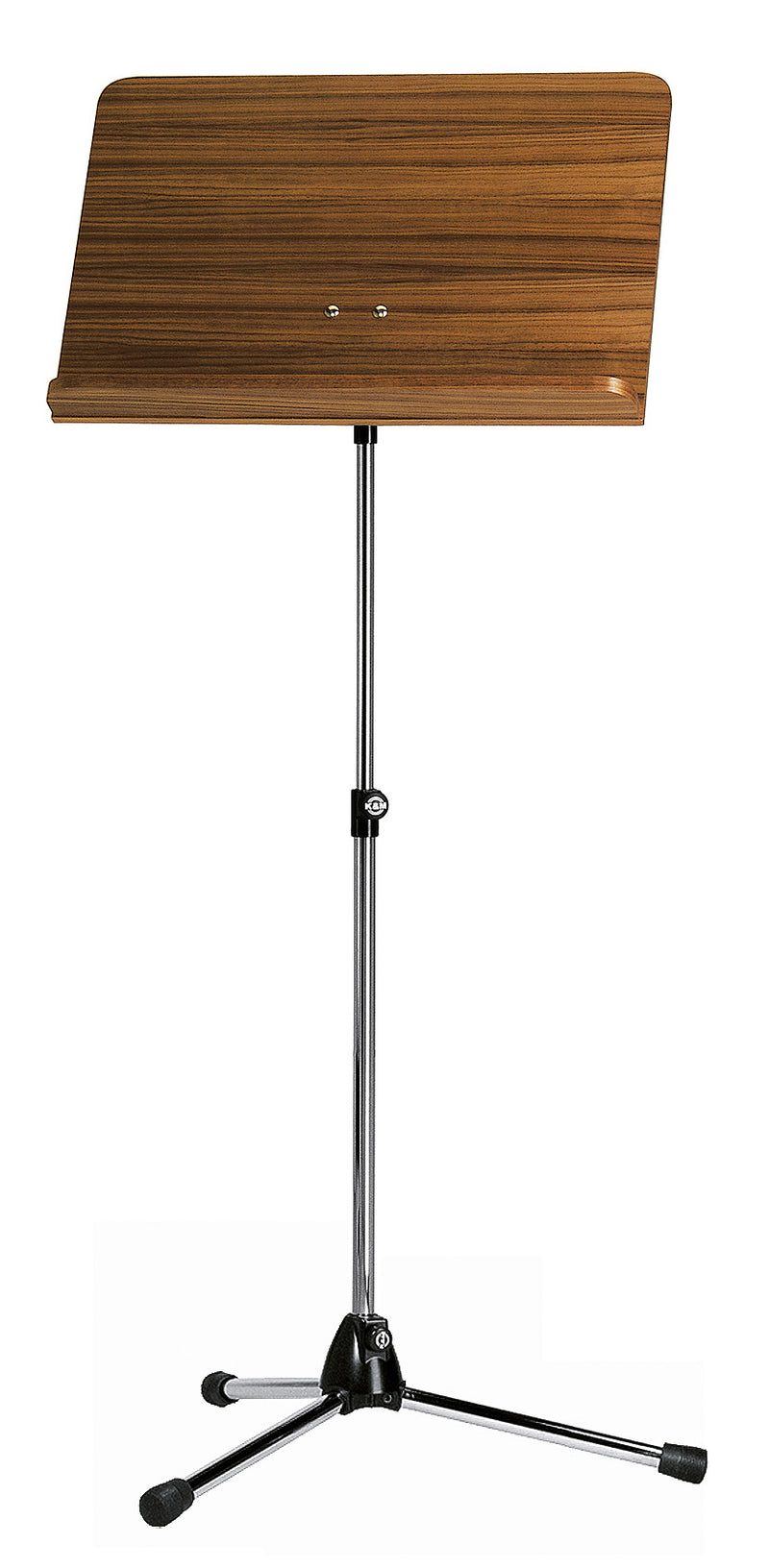 K&M 118/1 Chrome Orchestra Music Stand w/Walnut Wooden Desk