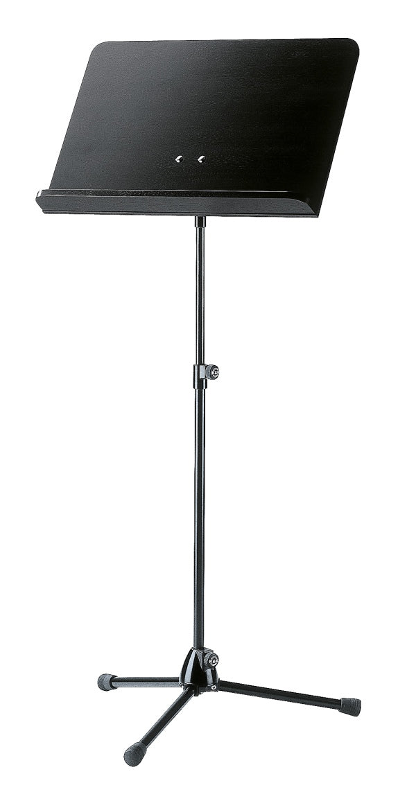 K&M 118/1 Black Orchestra Music Stand w/Black Wooden Desk (Black)