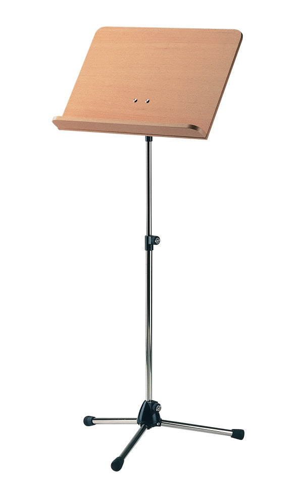 K&M 118/1 Chrome Orchestra Music Stand w/Beech Wooden Desk