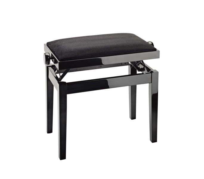 K&M 13901 Banc de piano en bois avec siège en velours (noir brillant)