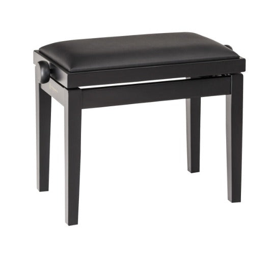 K&M 13910 Banc de piano en bois avec siège en similicuir (noir mat)