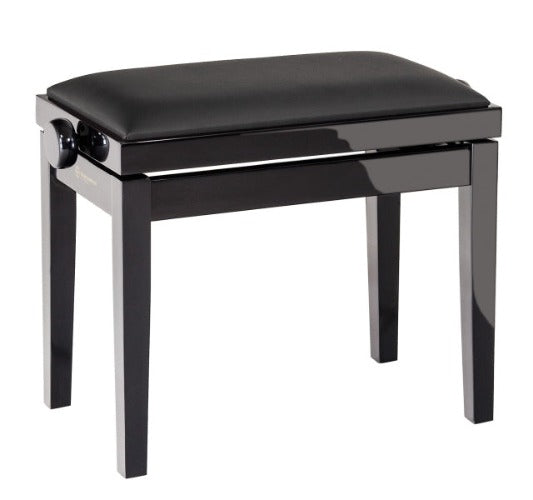 K&M 13911 Banc de piano en bois avec siège en similicuir (noir brillant)