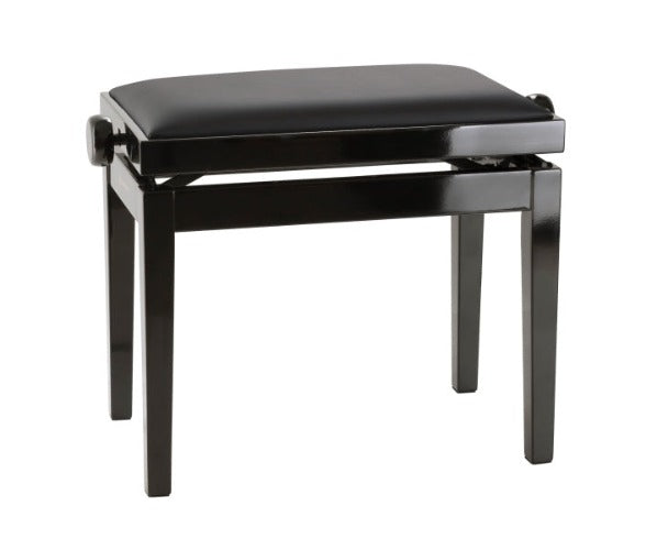 K&M 13971 Banc de piano avec siège en similicuir noir (noir brillant)