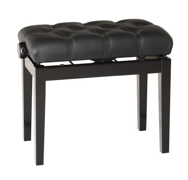 K&M 13981 Banc de piano en bois avec siège en cuir matelassé (noir brillant)