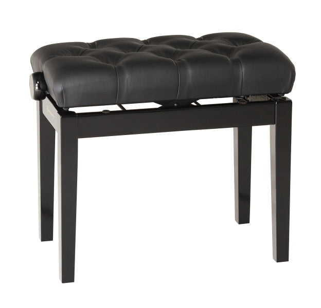 K&M 13981 Wooden Piano Bench w/Quilted Leather Seat (Gloss Black)