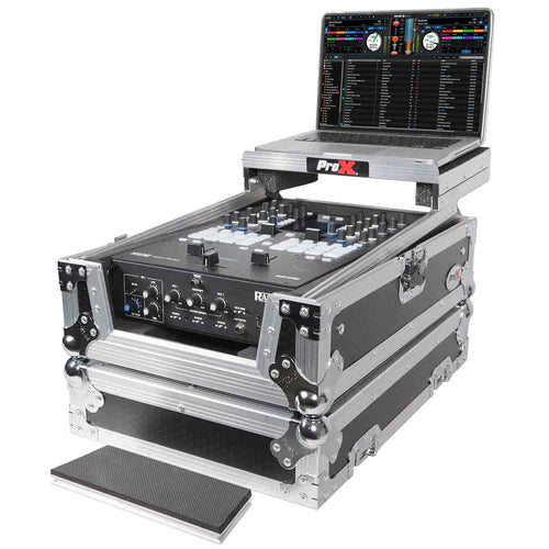 ProX XS-RANE72LT ATA-300 Style Gig Ready Flight/Road Case w/Laptop Shelf for Rane Seventy-Two DJ Mixer - 11" (Silver on Black)