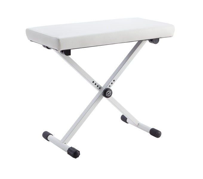 K&M 14077 X Style Wide Keyboard Bench w/Fabric Seat (White)