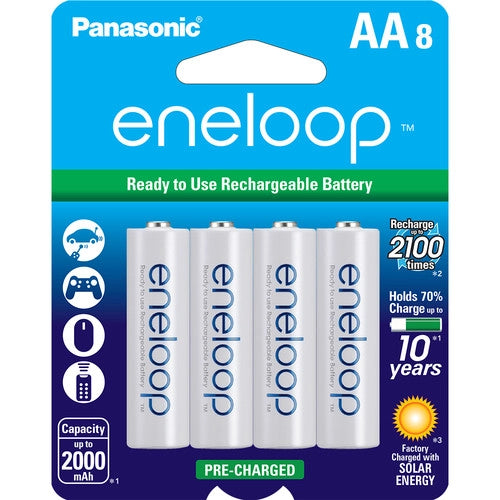 Panasonic Eneloop BK3MCCA8BA AA Rechargeable Ni-MH Batteries