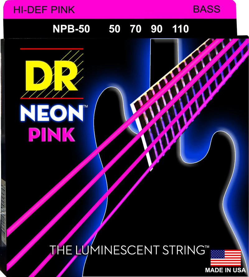 DR Handmade Strings NPB-50 Electric Bass Strings Heavy (Neon Pink) - 50-110