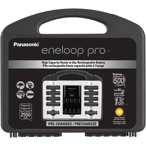 Panasonic Eneloop Pro KKJ17KHC82A Bloc d'alimentation haute capacité avec chargeur, 8 piles AA et 2 piles AAA NiMH