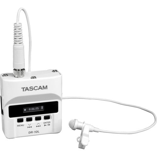 Tascam DR-10L Micro Portable Audio Recorder With Lavalier Microphone (White)