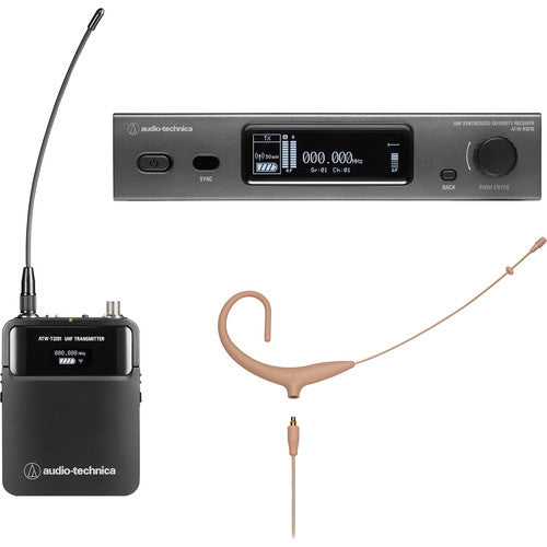 Audio-Technica ATW-3211/892xTH 3000 Series Wireless Omni Earset Microphone System (Beige, DE2: 470 to 530 MHz)