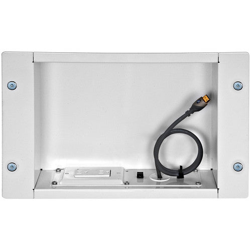 Peerless-AV IBA2AC-W In-Wall Cable Management Storage Box with Surge-Protected Duplex Receptacle (White)