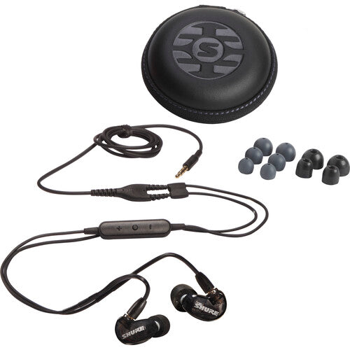 Shure SE215DYBK+UNI Sound-Isolating In-Ear Stereo Earphones with RMCE-UNI Remote Mic Universal Cable (Black)