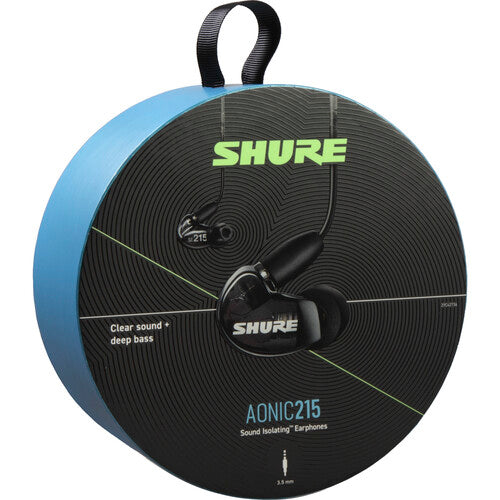 Shure SE215DYBK+UNI Sound-Isolating In-Ear Stereo Earphones with RMCE-UNI Remote Mic Universal Cable (Black)