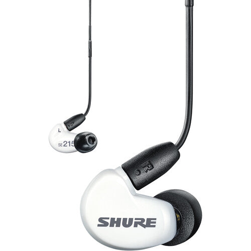 Shure SE215DYWH+UNI Écouteurs intra-auriculaires stéréo à isolation sonore avec câble universel pour micro à distance RMCE-UNI (Blanc)