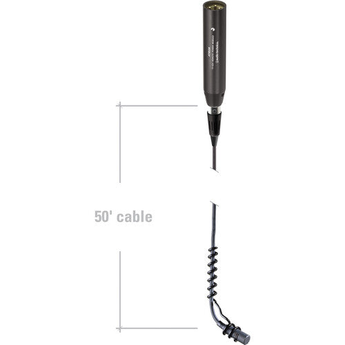 Audio-Technica ES933 Microphone suspendu à condensateur cardioïde miniature avec module d'alimentation XLR en ligne (noir)