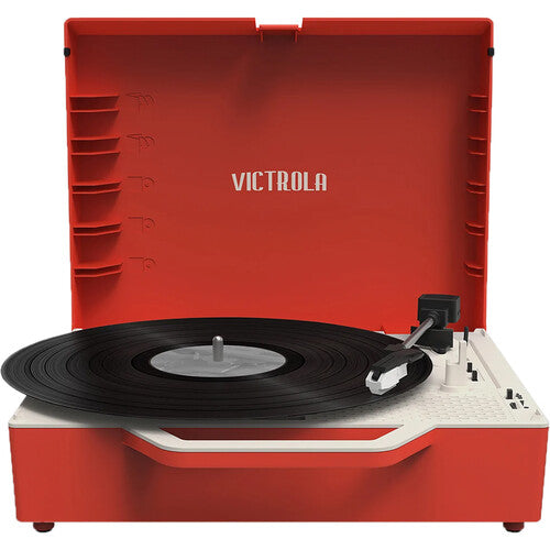 Victrola VSC-725SB-POR Re-Spin Sustainable Bluetooth Suitcase Turntable (Poinsetta Red)