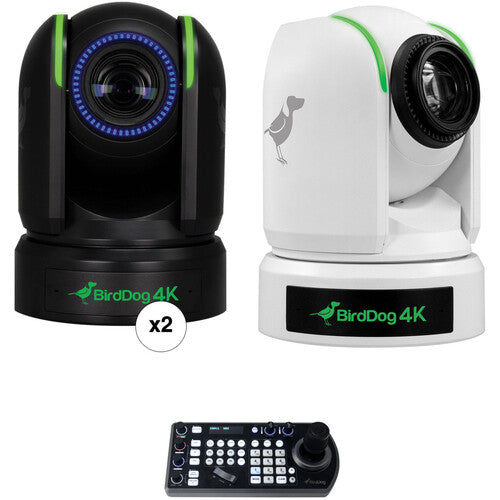 BirdDog BDP4KBUNDLE-WBB 3 x P4K 4K Full NDI PTZ Cameras and PTZ Keyboard Kit (2 x Black, 1 x White)