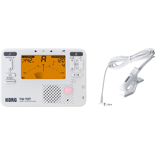 Korg TM70C Accordeur portable et métronome avec microphone de contact CM-400 (Blanc)