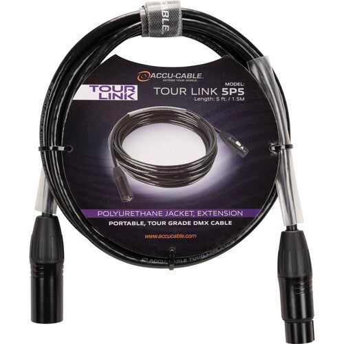 American DJ TOUR-LINK-5P5 Accu-Cable Series 5-Pin DMX Cable - 5'