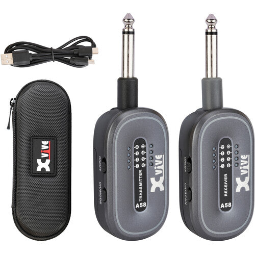 Xvive A58 Guitar Wireless System 5.8 GHz With 1/4" Transmitter & 1/4" Receiver (Black)