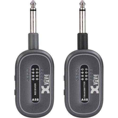 Xvive A58 Guitar Wireless System 5.8 GHz With 1/4" Transmitter & 1/4" Receiver (Black)