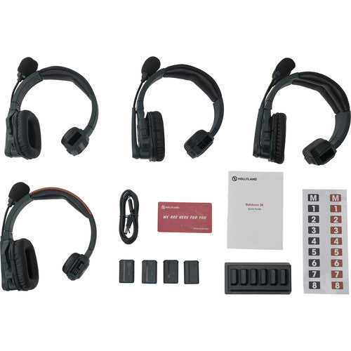 Hollyland SOLIDCOM SE-4S GLOBAL VERSION 4 Person Single Ear Noise Canceling Headset Intercom System (2.4 GHz)