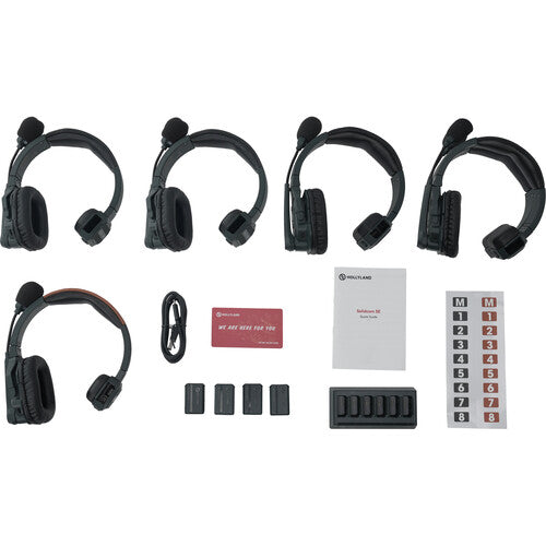 Hollyland HL-SOLIDCOM SE-5S GLOBAL VERSION 5 Person Single Ear Noise Canceling Headset Intercom System (2.4 GHz)